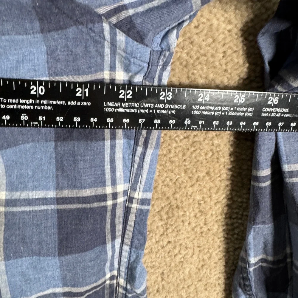 J. Crew Button‎ Down Shirt Mens Large Blue Plaid Heathered Cotton Long Sleeve